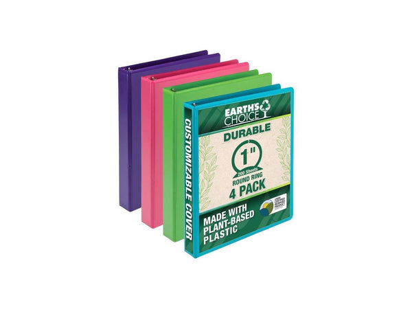 Samsill Earth's Choice Plant-Based Durable Binders 3 Round Ring Assorted Color 4