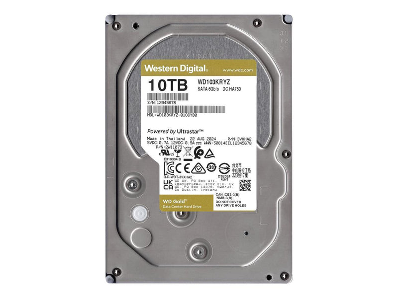 WD Gold 10 TB Hard Drive - 3.5" Internal - SATA (SATA/600) - 7200rpm WD103KRYZ