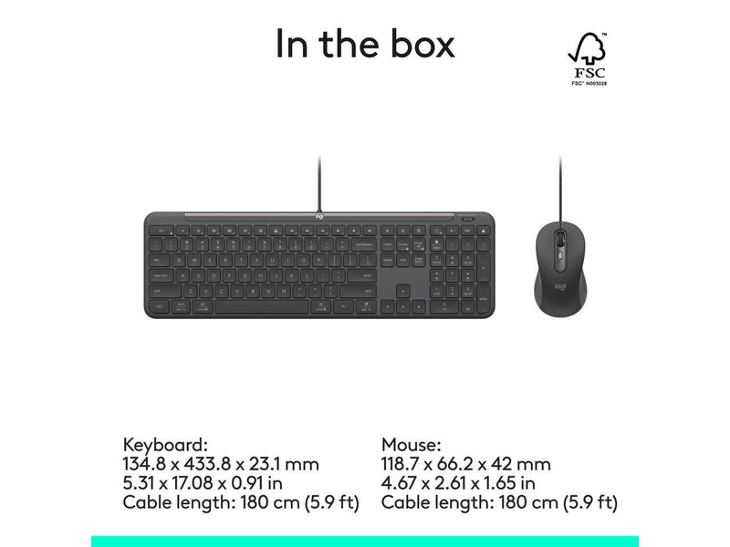 Logitech Signature Slim Wired Combo MK625 Optical Wired Mouse Graphite