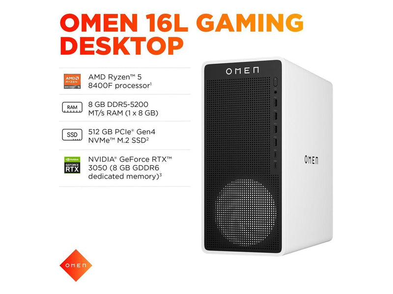 HP OMEN TG03-0010 Gaming Desktop R5 8400F 8GB 512GB SSD RTX3050 BD7H2AAABA