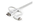 StarTech 6ft USB Multi-Charging Cable, USB-A to Lightning/USB-C/Micro-USB