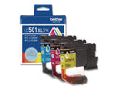 BrotherLC501XL3PK 3-Pack High Yield Cyan, Magenta, and Yellow Ink Cartridges