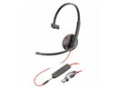 Poly Blackwire 3215 Monaural Wired Headset 3.5mm Plug + USB-C/A Adapter 8X227A6