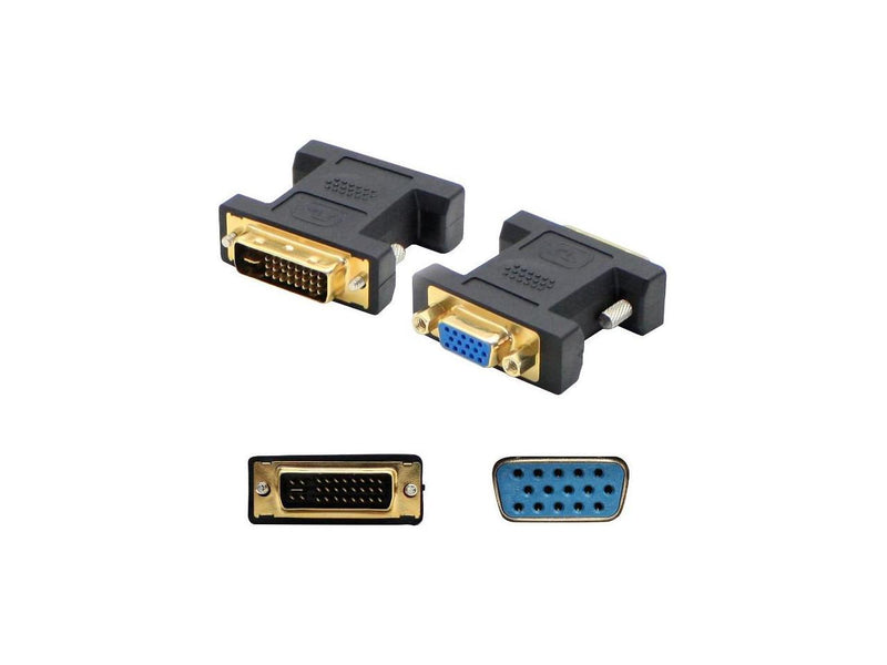 5PK DVI-I (29 pin) Male to VGA Female Black Adapters For Resolution Up to