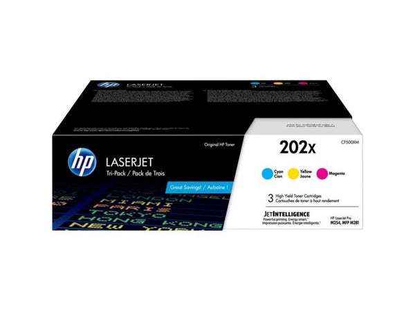 HP 202X 3-pack High Yield Cyan/Magenta/Yellow Original LaserJet Toner