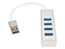Rocstor 6" Portable 4 Port SuperSpeed Mini USB 3.0 Hub - Aluminum Silver