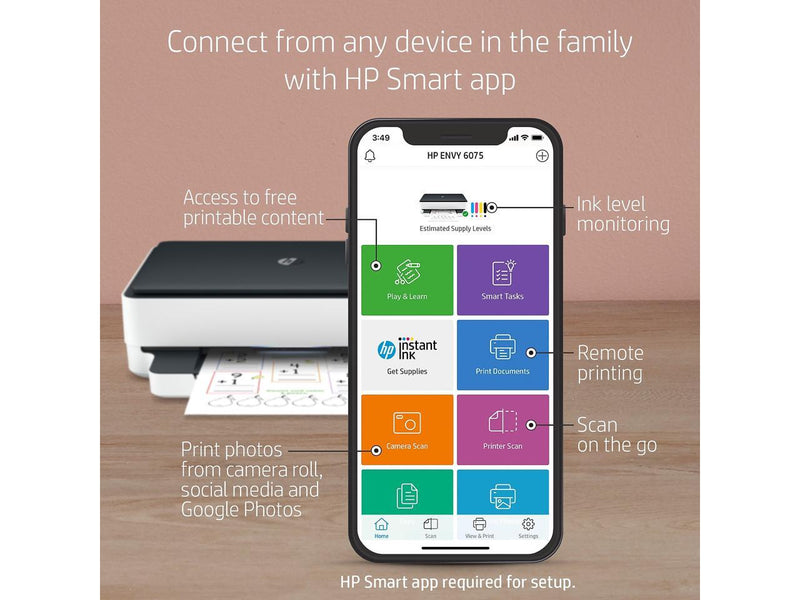 HP ENVY 6075 Wireless All-in-One Printer, Includes 2 Years of Ink Delivered