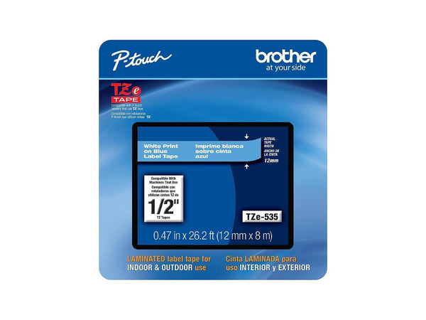 Brother P-touch TZe-535CS Laminated Label Maker Tape 1/2" x 26-2/10' White on