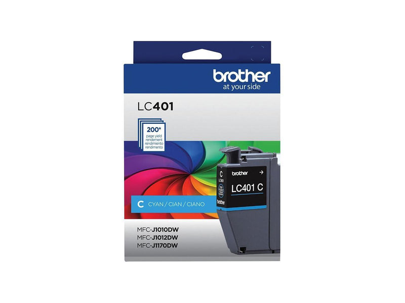 Brother LC401 Cyan Standard Yield Ink Cartridge Prints Up to 200 Pages (LC401CS)