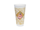 Foam Hot/Cold Cups, 20 oz., Caf G Design, White/Brown with Red Accents