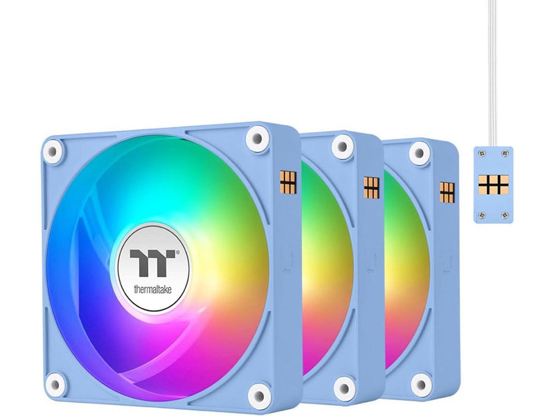 Thermaltake CT140 EX ARGB Reverse PC Cooling Fan HydrangeaBlue 3-Fan Pack,