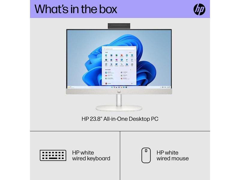 HP 23.8 inch All-in-One Desktop PC, FHD Display, AMD Athlon Silver 7120U, 8 GB