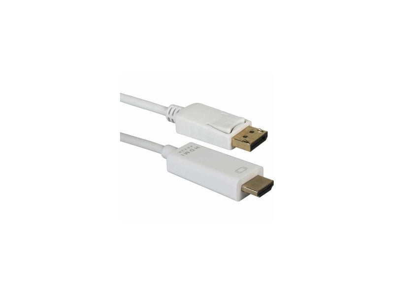 QVS DPHD-06W 6 ft. White DisplayPort to HDMI 4K Digital A/V White Cable Male to