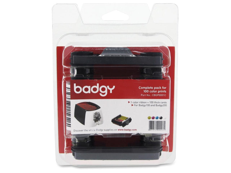 Evolis, Inc CBGP0001C Badgy 100/200 Consumable Pack Color ribbon, 100 30mil