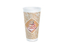 Foam Hot/Cold Cups, 20 oz., Caf G Design, White/Brown with Red Accents