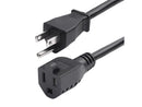 StarTech 10ft 3m Power Extension Cord NEMA 5-15P to NEMA 5-15R AC Power Cable