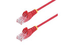 StarTech 2ft Red Slim CAT6 Ethernet Cable, Snagless, 100W PoE, UTP, LSZH, 28AWG