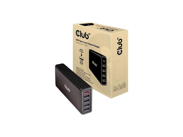 Club3D CAC-1903 4 x USB Type-A and 1 x Type-C Power Charger, 5-Ports up to 111W