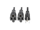Tripp Lite 19In Power Cord Extension Y Splitter Cable 5-15P To 5-15R 13A 16Awg