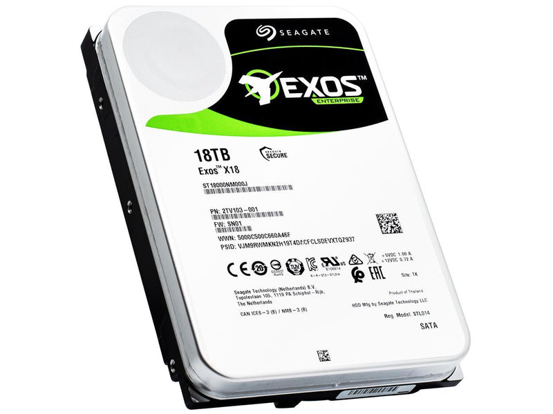 Seagate Exos X18 18TB Enterprise HDD - CMR 3.5 Inch Hyperscale SATA 6Gb/s