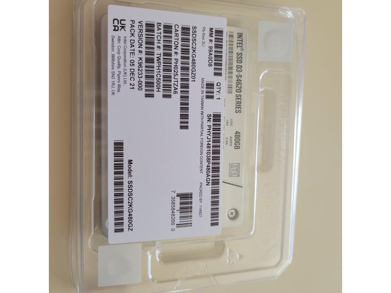 Intel SSDSC2KG480GZ01 D3-S4620 480 GB Solid State Drive - 2.5" Internal - SATA