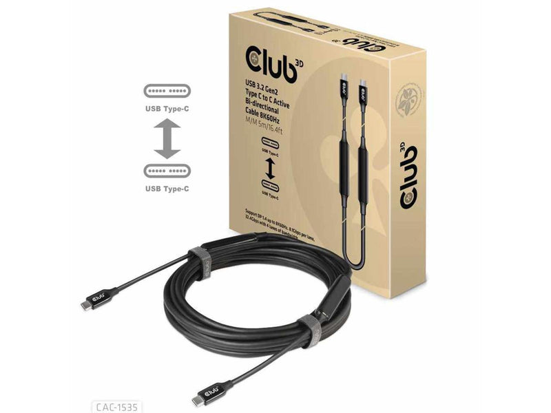 Club3D USB-C 3.2 Gen2 to USB-C Active Bi-directional Cable 8K60Hz Male/Male