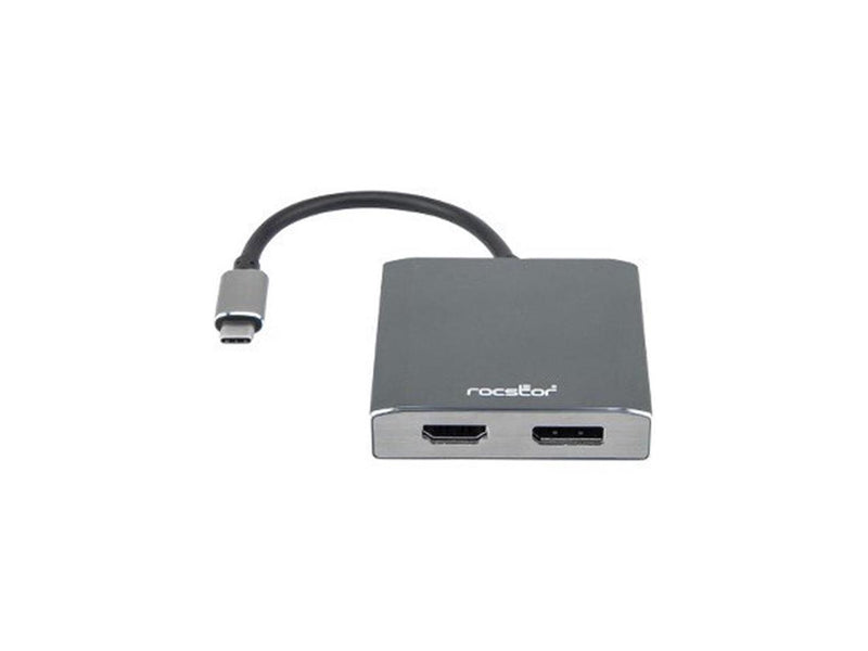 Rocstor Y10A202-A1 Premium USB-C to DisplayPort & HDMI Dual Port Adapter