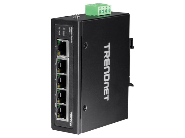 TRENDnet 5-Port Hardened Industrial Gigabit DIN-Rail Switch, 10 Gbps Switching