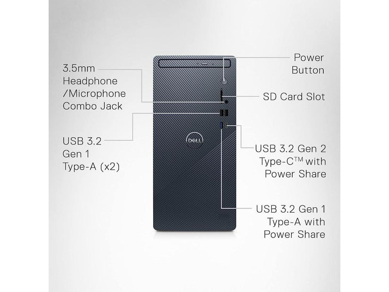 DELL Inspiron Desktop PC Intel Core i5-13400 16GB RAM 1TB HDD + 256GB SSD