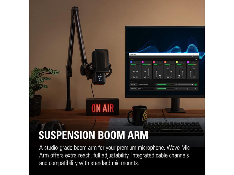Elgato Wave Mic Arm – Swivel Suspension Boom, Hidden Cable Channels, Versatile