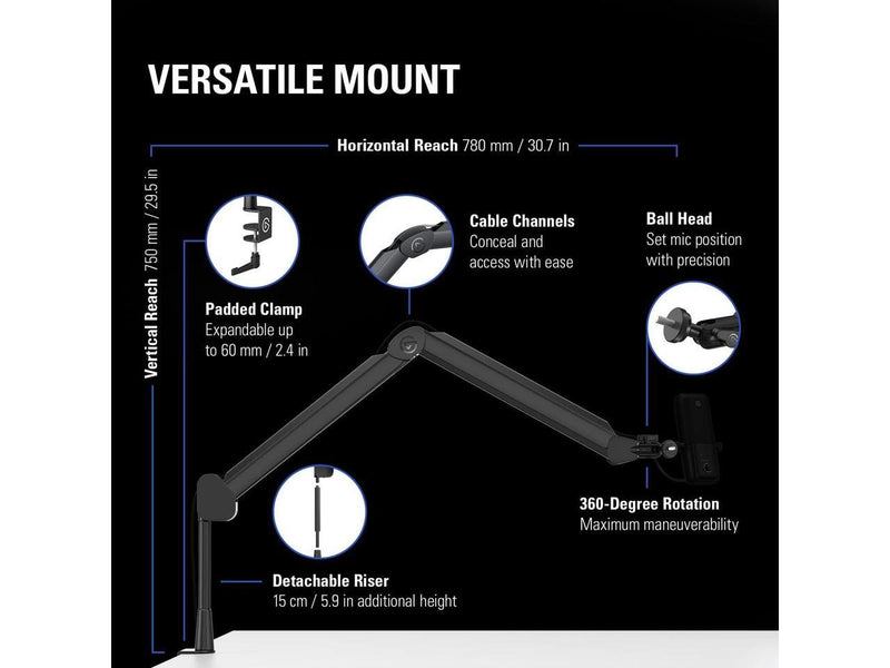 Elgato Wave Mic Arm – Swivel Suspension Boom, Hidden Cable Channels, Versatile