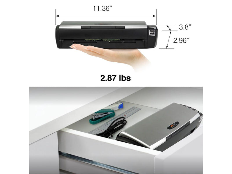 Plustek AD480 - Compact Desktop Scanner for Doc and Card, Fast Scan Speeds with