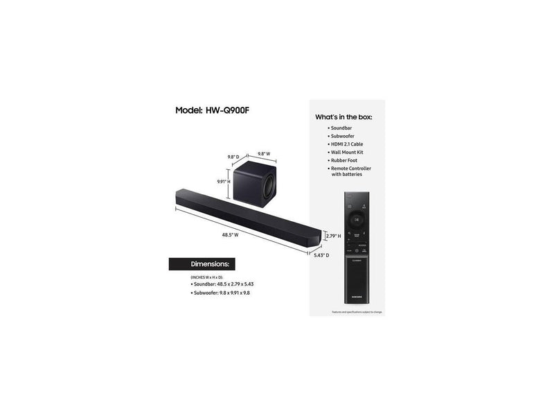 Samsung Q Series Soundbar 7.1.2 Channel with Subwoofer - HW-Q900F/ZA