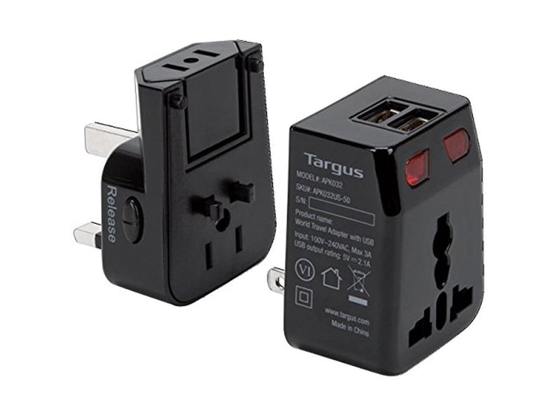 Targus World Travel Power Adapter with Dual USB Charging Ports - APK032US