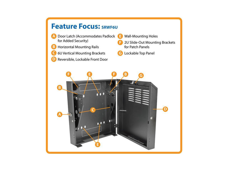 Tripp Lite 6U Vertical Wall-Mount Rack Enclosure Cabinet, Low-Profile, Switch