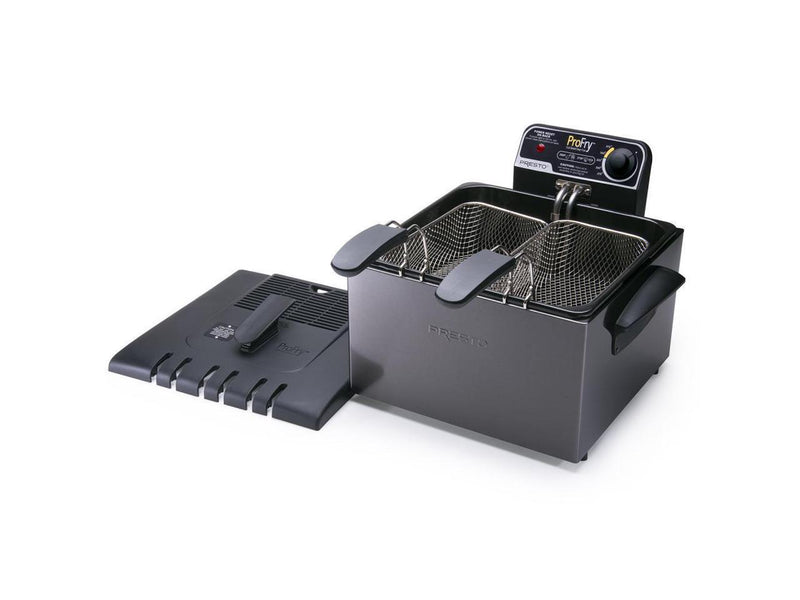 PRESTO Dual Basket Deep Fryer, Black Stainless Steel (05489)