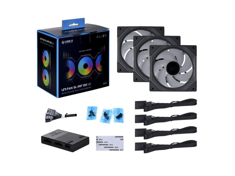 LIAN LI UNI FAN SL INFINITY 120 RGB BLACK  3 PCS PACK ---UF-SLIN120-3B  ( L