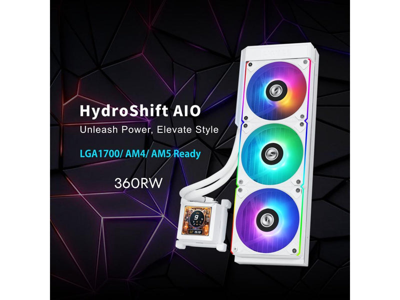 Lian Li Hydroshift 360 AIO - Pre-installed 3 x ARGB fans - Side-Mounted Coolant