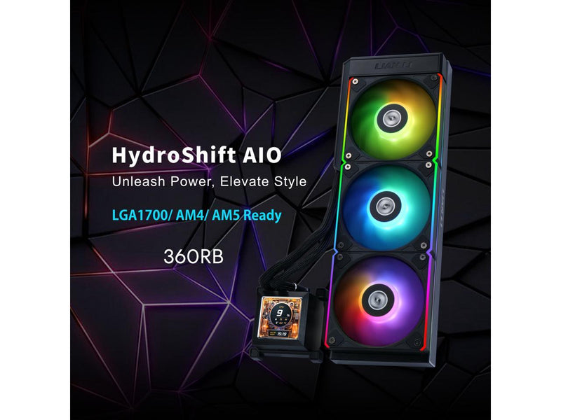 Lian Li Hydroshift 360 AIO - Pre-installed 3 x ARGB fans - Side-Mounted Coolant