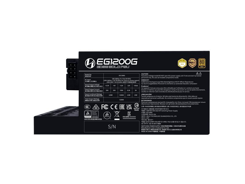 Lian Li Edge Serie - 1200W Full Modular Power Supply (Fan USB Hub Included) -