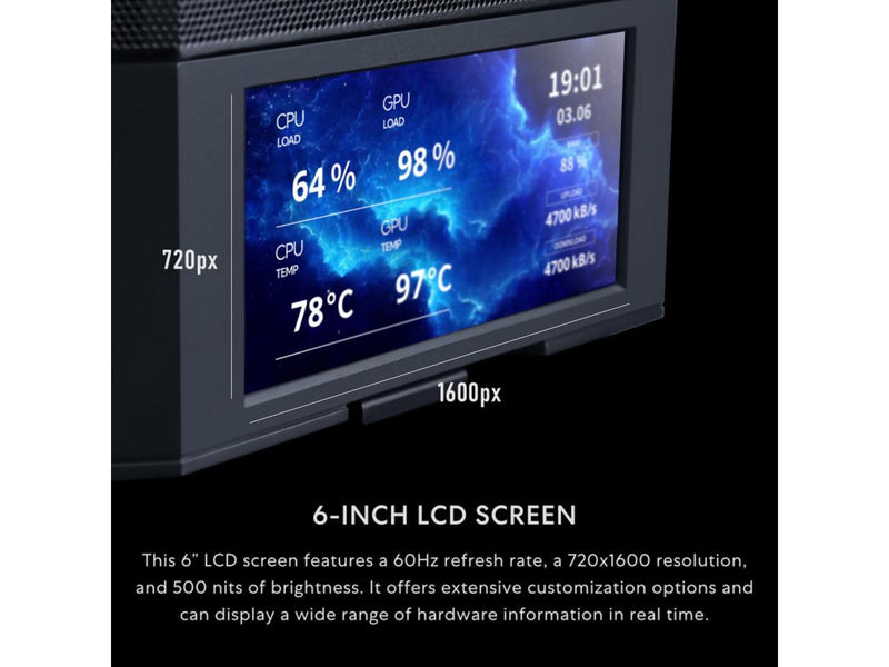 Lian Li LANCOOL 207 Digital ATX Computer Case w/ Integrated LCD Screen,