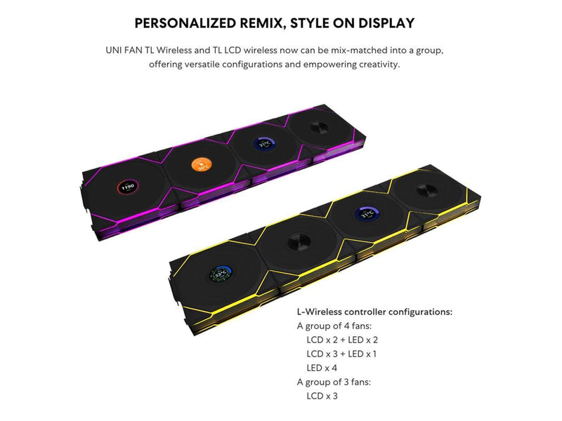 Lian Li UNI Fan TL - LCD Wireless 140 - Single Pack (Reverse Blade) - 2.4 GHz