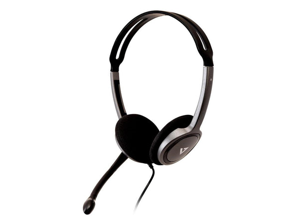 V7 HA212 Lightweight Stereo Headset with Microphone - Black & Grey