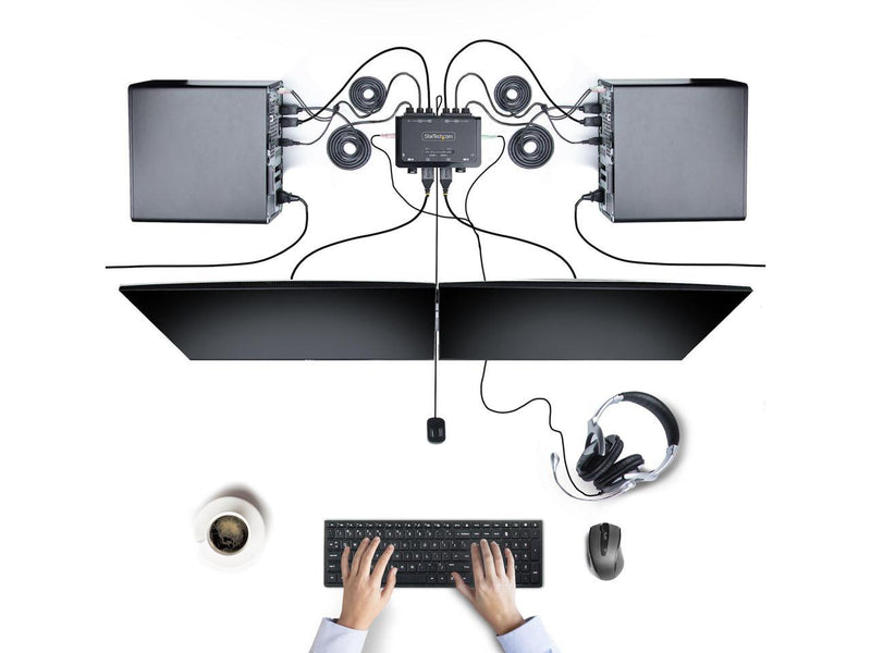 StarTech 2-Port Dual-Monitor DisplayPort Cable KVM Switch C2DD46UA2CBLKVM