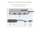 USB-C MULTIPORT ADAPTER W/ATTACHED USB-C TO USB-A DONGLE, DUAL HDMI (4K30HZ/1080