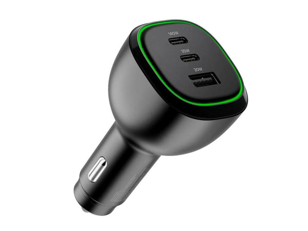Alogic 165W Car Charger USB-C USB-A ports fast charging for laptops, tablets,