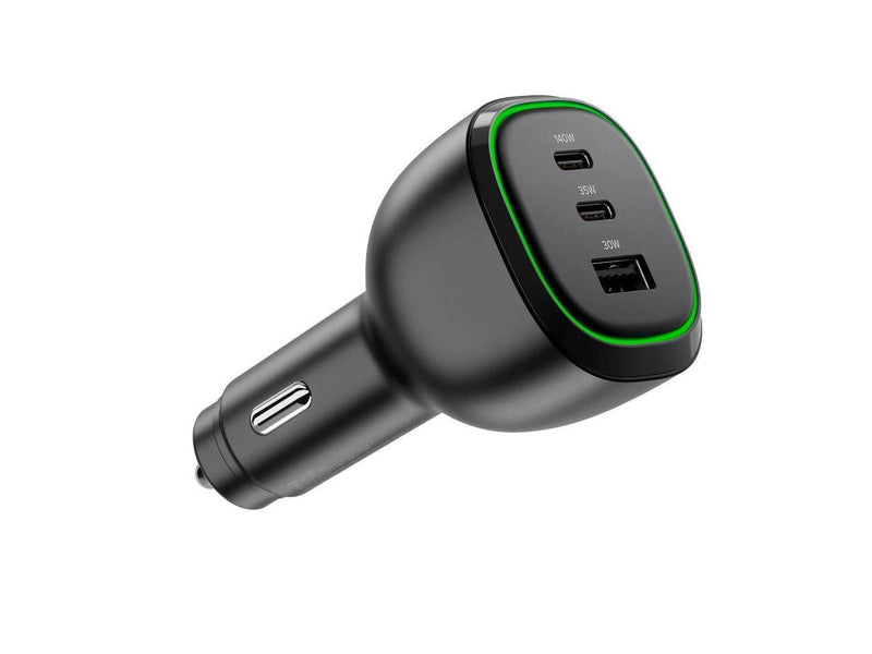 Alogic 165W Car Charger USB-C USB-A ports fast charging for laptops, tablets,