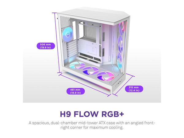 NZXT H9 Flow RGB+ (2025)  Large Dual-Chamber ATX Mid-Tower Airflow PC Case