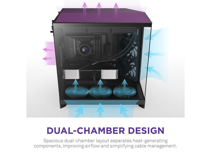 NZXT H9 Flow (2025)  Large Dual-Chamber ATX Mid-Tower Airflow PC Case  Includes