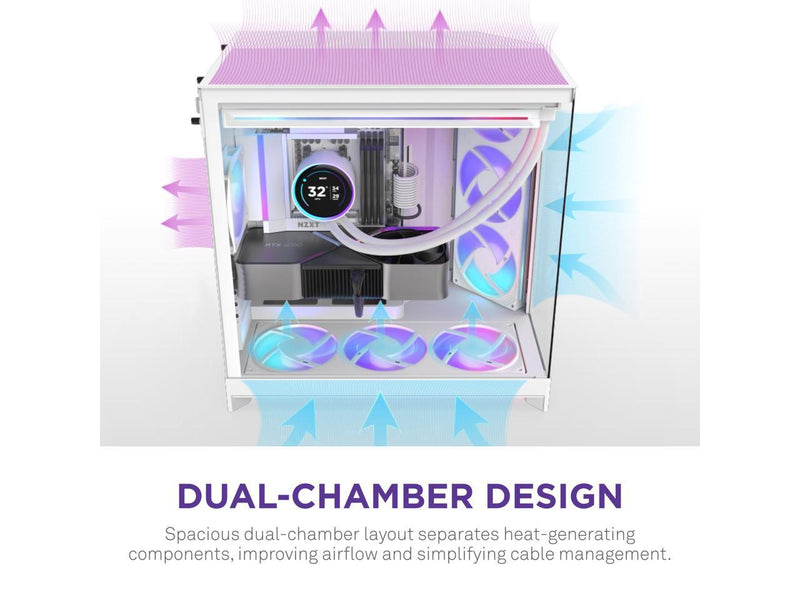 NZXT H9 Flow RGB (2025)  Large Dual-Chamber ATX Mid-Tower Airflow PC Case